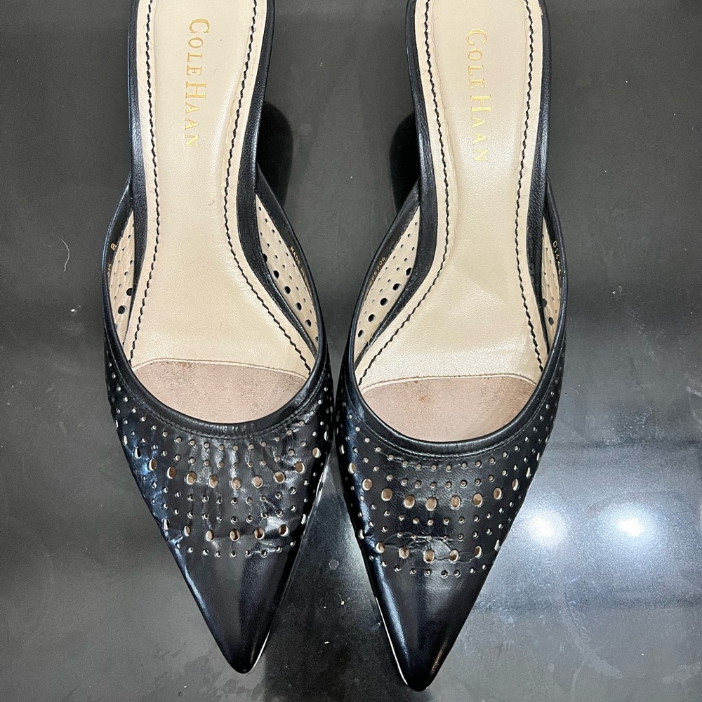 Cole Haan Black Kitten Heel Mules - Picture 5 of 7